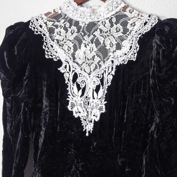 Scott McClintock Women’s Dress Dark Romantic Crushed Velvet Lace Vintage Sz 10 - Picture 5 of 13